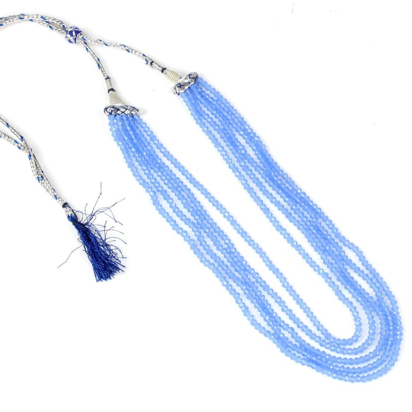 Tribes India Blue Crystal Beads Multi Strand Necklace for Women view 2