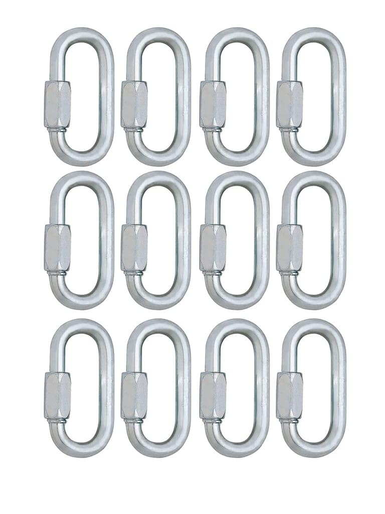 REZNOR Heavy Duty Oval Shape Stainless Steel Screw Link Snap Hook Carabiner/Hook Swing Connector Multipurpose, SnapHook for Weight-Lifting Mountain Swinging Climbing Gym Silver
