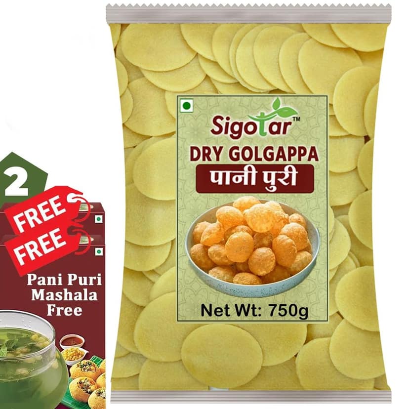 Ready to Fry Dry Golgappa (Oval Papad),750g + 2 Free Pani masala view 2