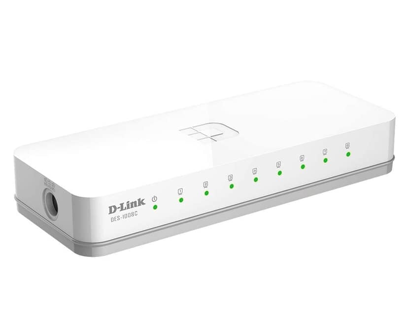 D-Link 8 Port 10/100Mbps Fast Ethernet Switch | Desktop Ethernet Splitter | Ethernet Network Hub | Plug and Play | Fanless Quiet | Desktop Design | Green Technology | Unmanaged view 2