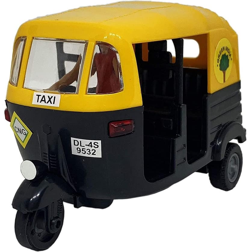Mehtab Pull Back Plastic Mini Auto Rickshaw Toy Realistic Design Perfect for Kids Fun (Pack of 1, Multicolor, Small) view 2