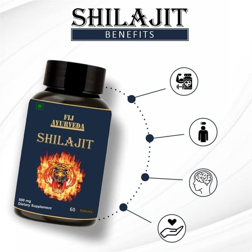 FIJ AYURVEDA Shilajit/Shilajeet Capsule Supports Energy & Energy - 500mg 60 Capsules (Pack of 1) view 2