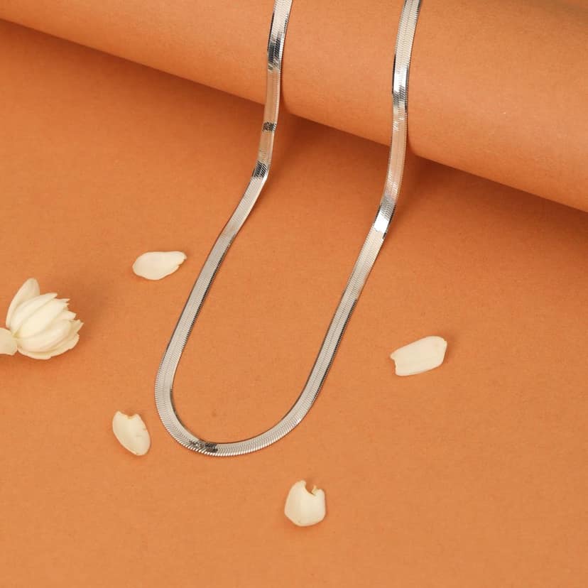 925 Sterling Silver Snake Chain Necklace for Women & Men | Smooth Flat Design I Weight - 6.63 g view 2