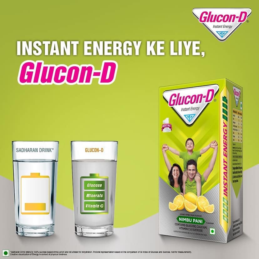 Glucon-D Nimbu Pani Glucose Powder (75g + 50g Extra)| For Tasty Tangy Flavoured Glucose Drink| Provides Instant Energy| Vitamin C Supports Immunity| Contains Calcium for Bone view 2