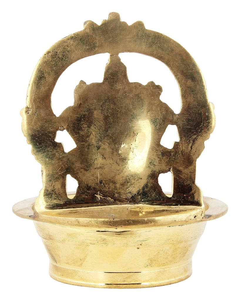Poompuhar Brass Ganapathy Figurine Oil Lamp, 10 cm x 3 cm x 11 cm, Yellow, 1 Deepam view 2