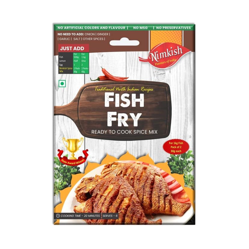 Nimkish Fish Fry Ready to Cook Spice Mix | 60g | Onion Ginger Garlic Already in Mix | Himalayan Recipe
