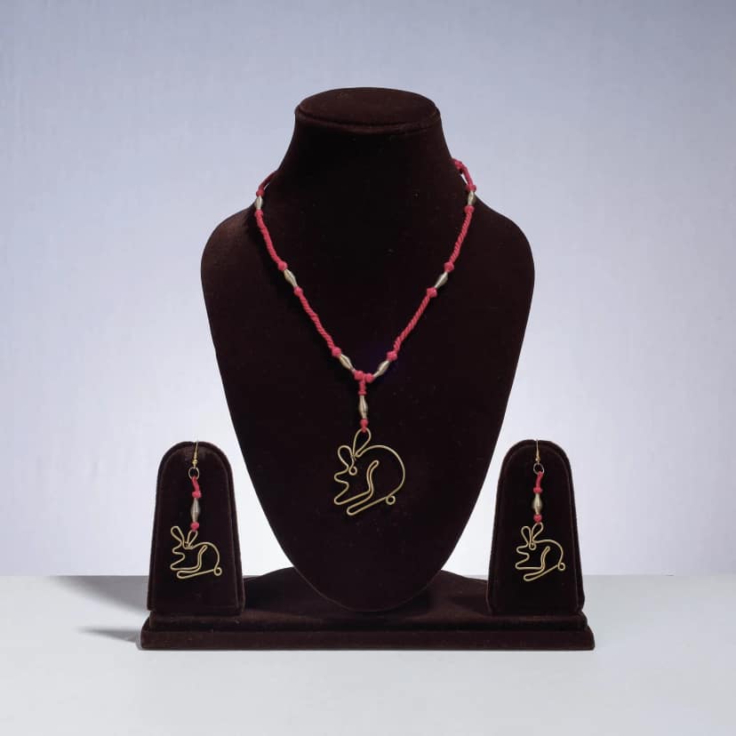 Multicolor - Handmade Patwa Threadwork Brass Necklace Set