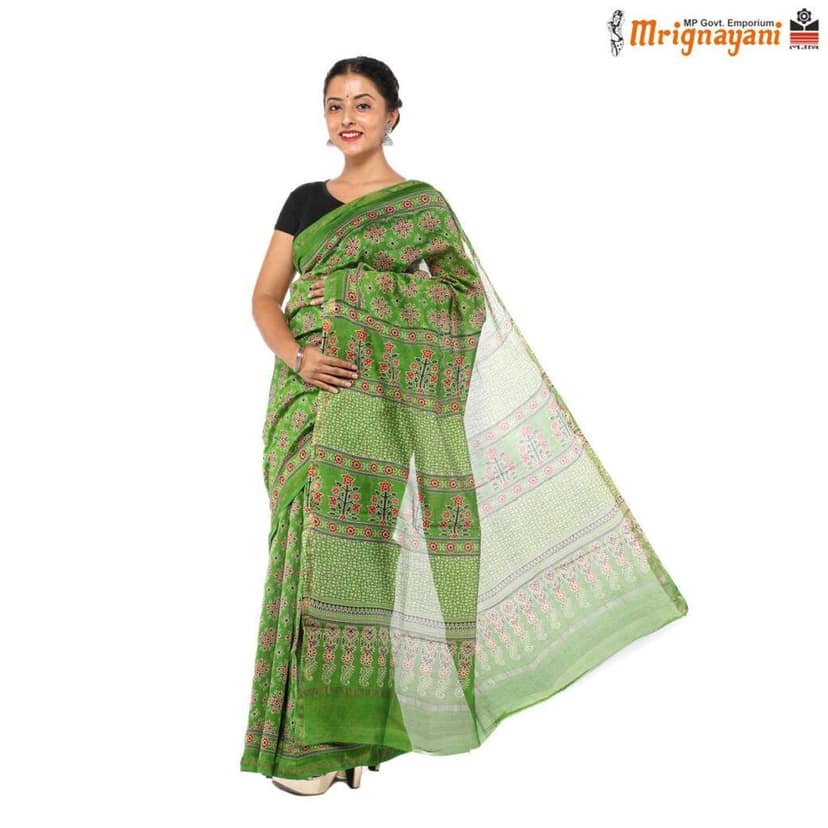 HANDLOOM CHANDERI SILK SAREE WITH BLOUSE (SKU - 1SCZ01180422 , SAREE - 1236) view 2