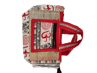 Om Side Bag (Banana Fiber) White & Red