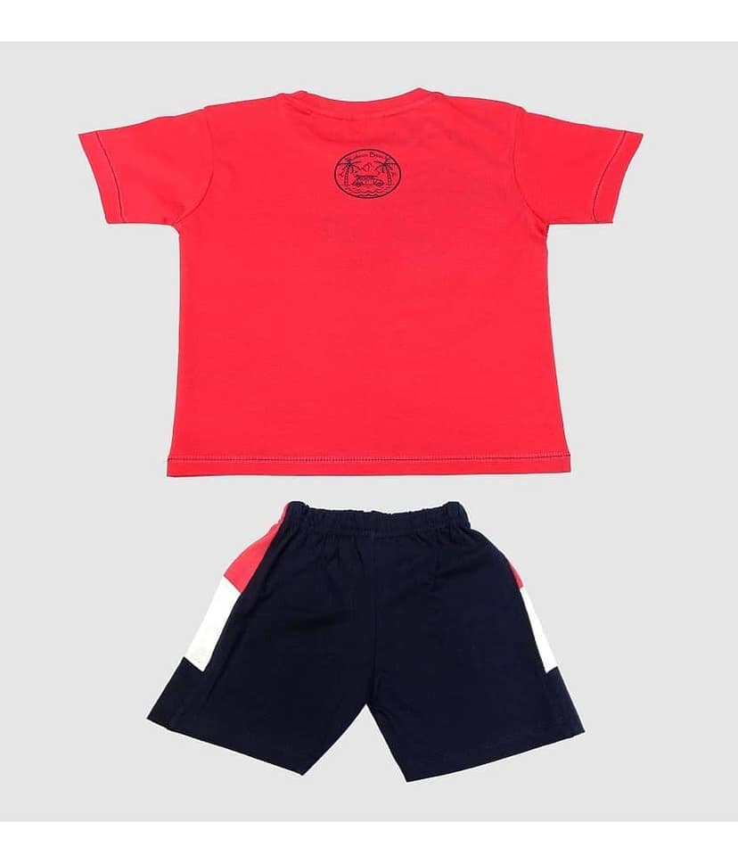 Kideon Pack of 1 Baby Boys 100% Cotton T-Shirt & Shorts ( Red ) view 2