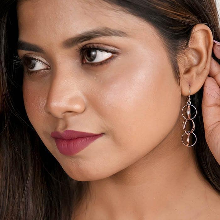 18k Rose Gold Plated Two Tone Silver Eternal Earrings view 2