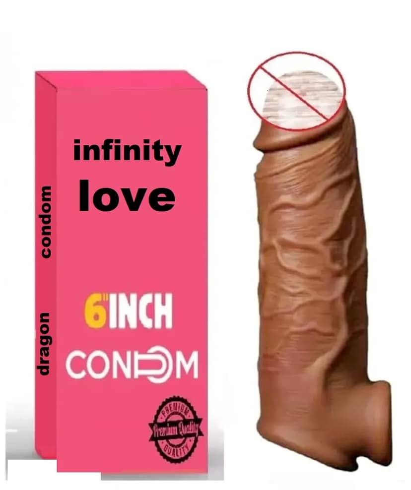 INFINITY LOVE 6 Inch Dragon Condom Reusable Chocolate Flavour, Intense Sensation Realistic Skin Feel & Safe Protection Comfortable Fit (1 Pc) Set