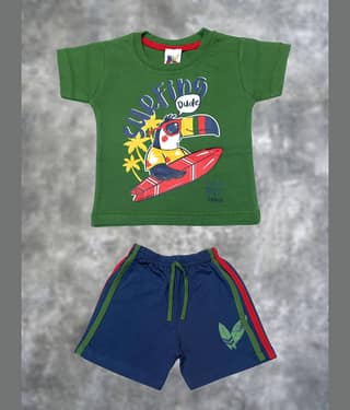 Kideon Pack of 1 Baby Boys Cotton T-Shirt & Shorts ( Green )