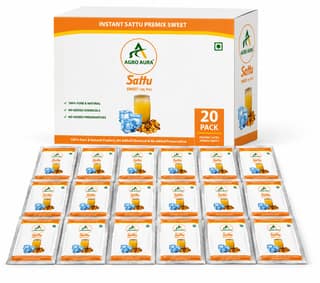 AGRO AURA Instant Sattu Premix Sweet Drink 100% Pure and Natural No Added Chemicals or Preservatives Pack of 20