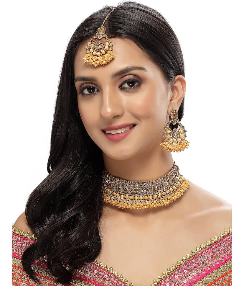 Sukkhi Gold Alloy Necklace Set ( Pack of 1 ) view 2