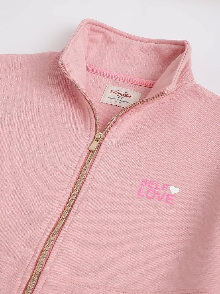 Richlook Women Pink Full Zipper Sweatshirt view 2