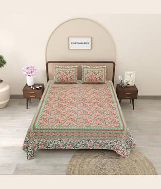 CLOTHORO Cotton 1 Double King Bedsheet with 2 Pillow Covers ( Maroon )