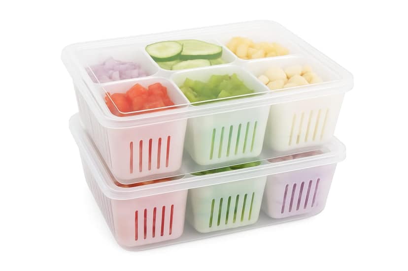 6-Compartment Multi-Purpose Food Storage Container Set of 2