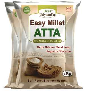 Desi Udyami EasyMillet Atta with 10% Wheat, Millet Atta for Diabetes, Low GI Atta, Multigrain Flour India, 2x2 kgs