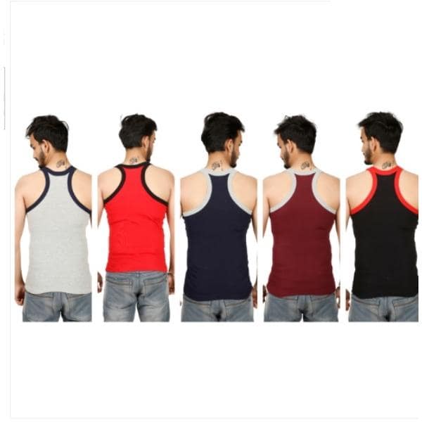 Men's Round Neck Vest Plain (Pack Of 5) view 2