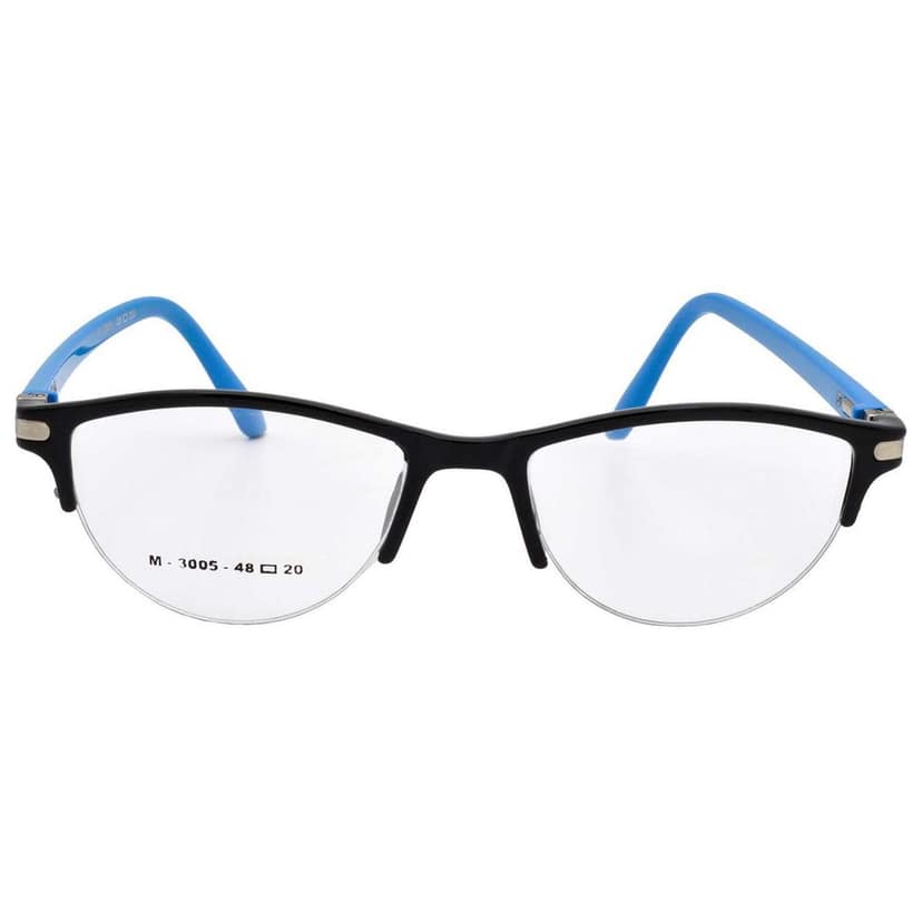 Hrinkar Trending Eyeglasses: Black and Blue Oval Optical Spectacle Frame For Women |HFRM3007-BK-LBU view 2