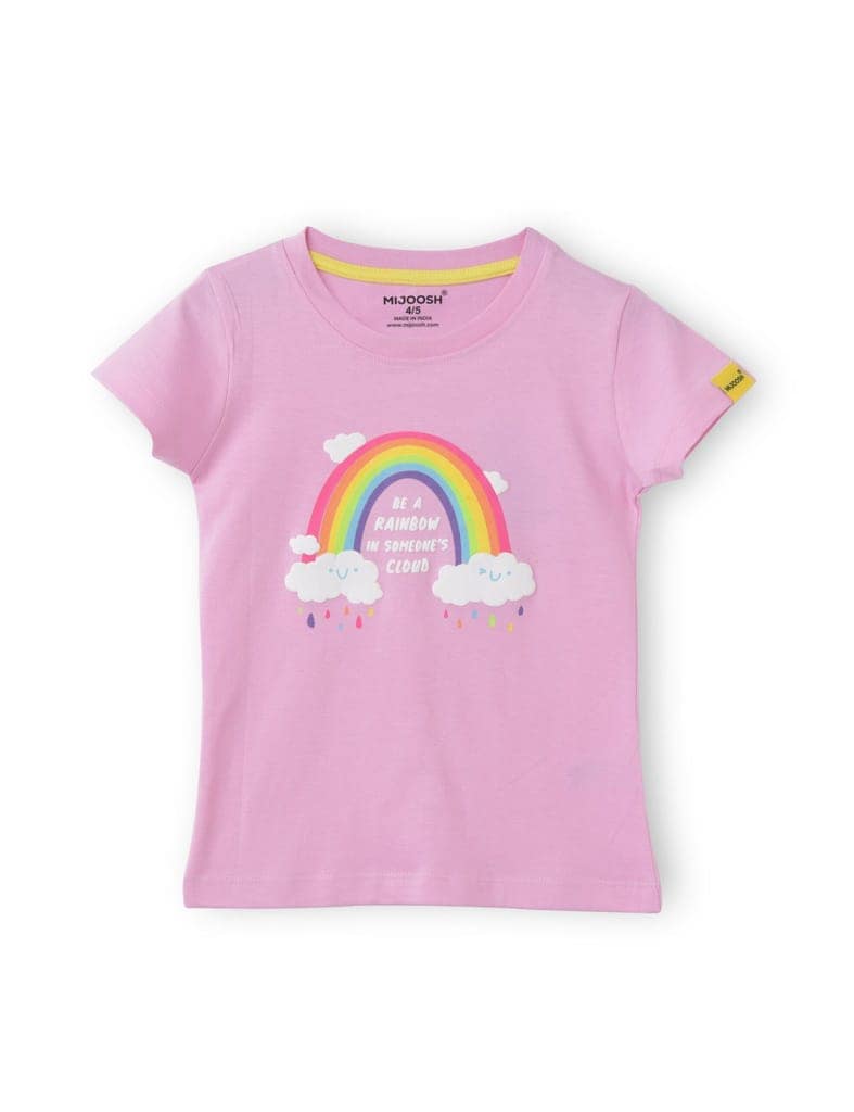 Girls T-Shirt Bonbon Pink / Acid Lime Green, Soft Cotton, Ages 2-6 (2pcs pack) view 2