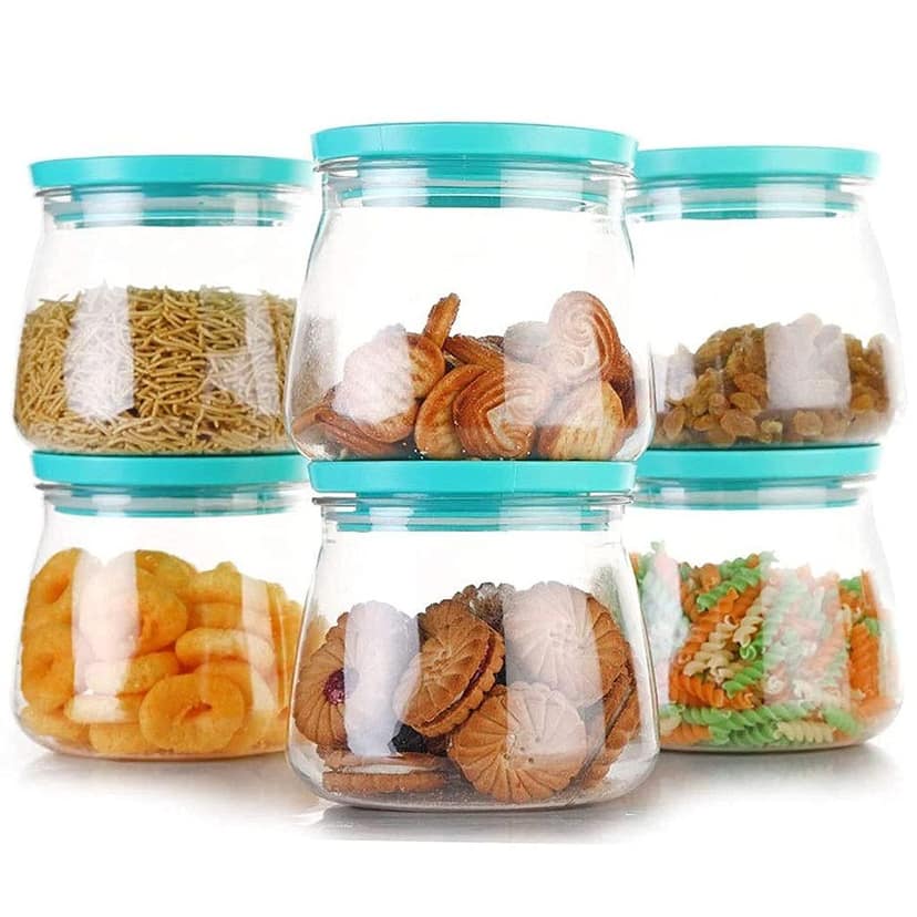 VIVA New Airtight Container Jar Set For Kitchen - 900ml Set Of 6, Jar Set For Kitchen, Kitchen Organizer Container Set Items, Air Tight Containers For Kitchen Storage, Made In India (Aqua Green) view 2
