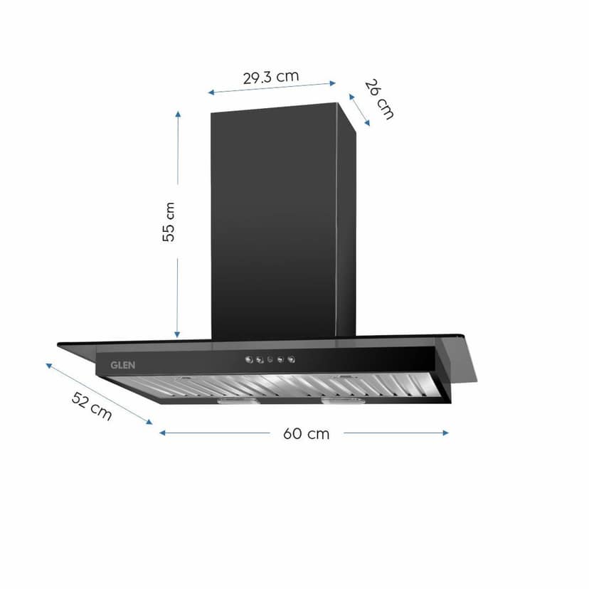 Designer Kitchen Chimney with Push Button Control Baffle filters 60cm 1000 m3/h -Black (6062 BL) view 2