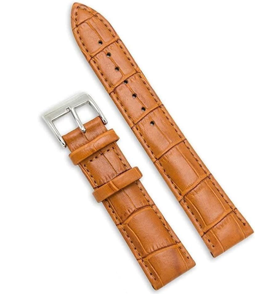 Exelent Textured Leather 22mm Strap Compatible with Watches with 22mm Lugs-Tan view 2