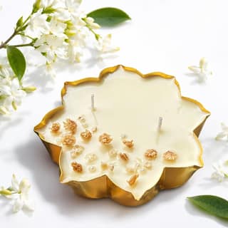 Wicks N More Lotus Candle Gift Set - Scented Floral Urli Candles Set of 1 for Gifting & Home Decor (Jasmine) (Urlii)