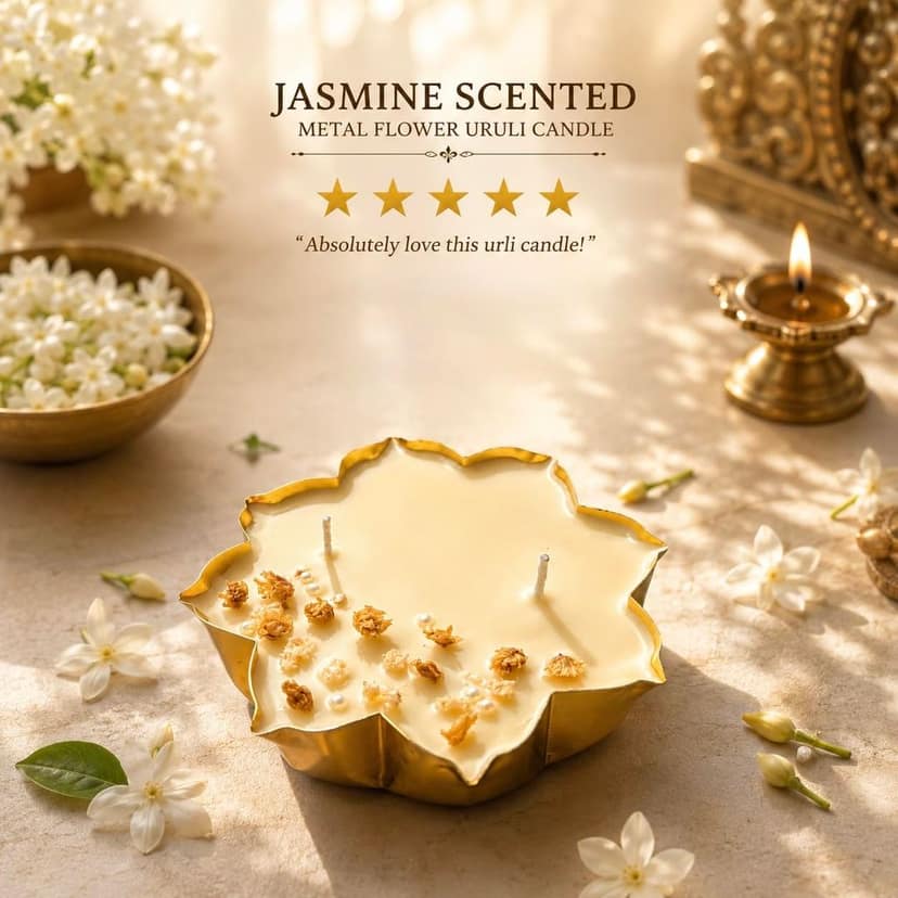 Wicks N More Lotus Candle Gift Set - Scented Floral Urli Candles Set of 1 for Gifting & Home Decor (Jasmine) (Urlii) view 2