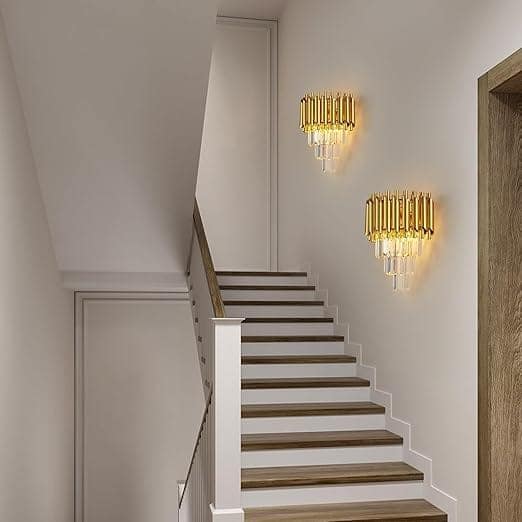 3 Layer Gold Crystal Led Wall Lamp, Wall Lights for Living Room Modern, Fancy Lights, Antique Home Decor for Living Room, Wall Lights for Home Decoration. view 2