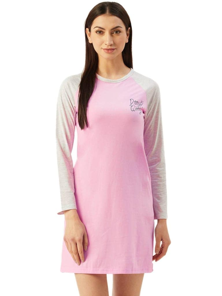 Klamotten Women's Printed Full Sleeves Sleepshirt DB12Rb view 2
