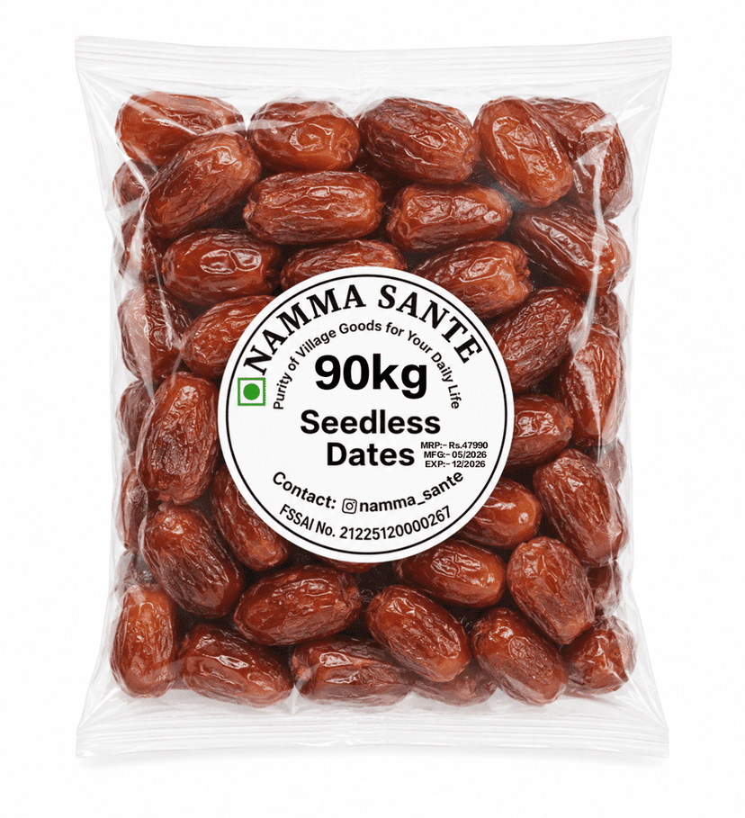 Seedless Dates, Premium Seedless Dates, Pitted Dates, Natural Seedless Khajoor, Soft Seedless Dates 90kg