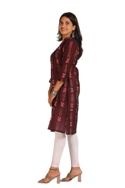 GHL GUENDICHA HAAT Sambalpuri Certified Handloom Women's Pure Cotton highneck Kurta