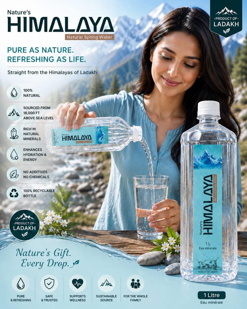 Nature's HIMALAYA Natural Spring Water 1 L (Pack of 6) | Premium Himalayan Mineral-Rich Water | Sourced from 18,000 ft in Ladakh | Pure & Refreshing view 2