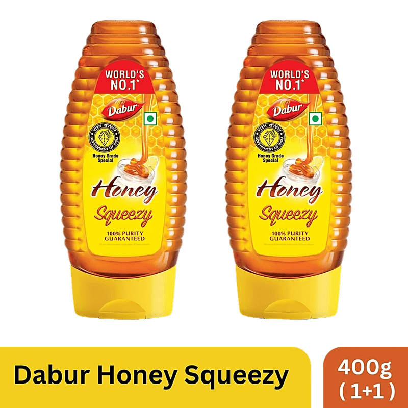 Dabur 100% Pure Honey - Sourced From Pristine Sources Like Himalayas & Sunderbans, 400 G (Buy 1 Get 1 Free)