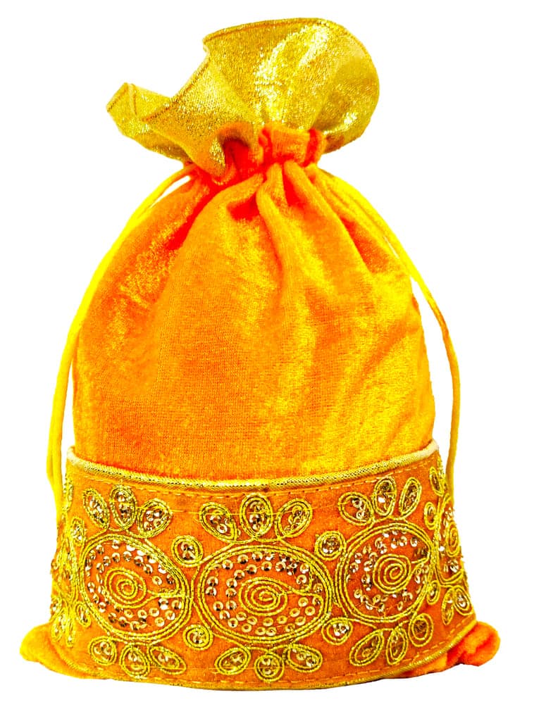 Omkar by R3 Inc. Lace Gift Pouch/Shagun Potli Multicolor (Pack of 4) 25x18 Cm view 2