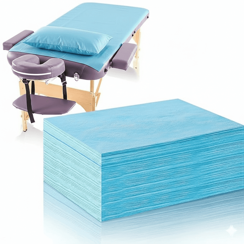 KUDIZE Combo of Disposable Bed Sheet (31 x 72 Inch) with Pillow Cover (21 x 26 Inch) for Hospital, Hotel, Travelling, Spa, Saloon, Saunas,Tattoo for Man, Woman & Baby Care. (Blue, Pack of - 1