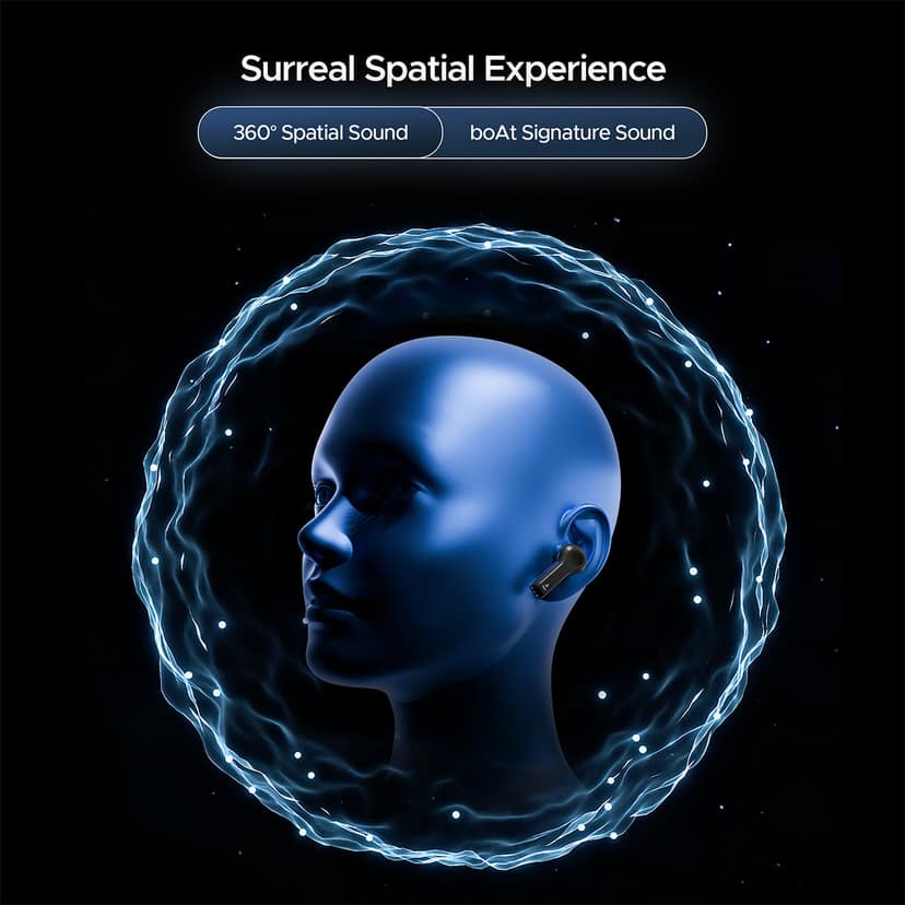 boAt Nirvana Space | TWS Earbuds with boAt 360º Spatial Audio, 32dB Active Noise Cancellation cosmic Black view 2