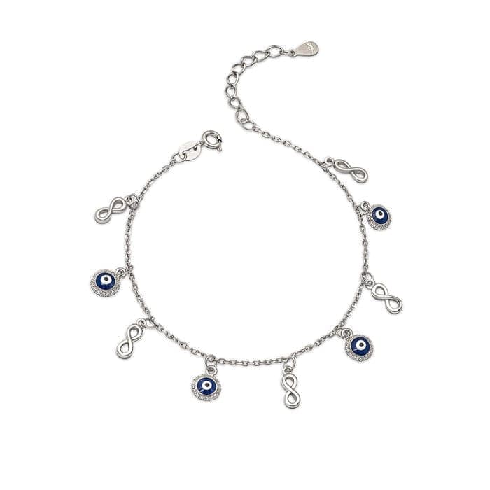 Silver Infinity Evil Eye Bracelet