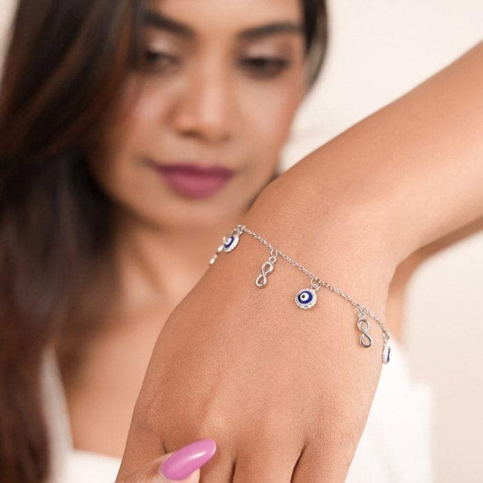 Silver Infinity Evil Eye Bracelet view 2