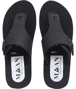 MAAN Black Men's Leather Slipper