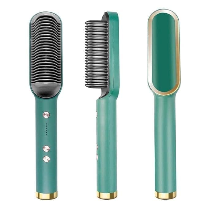2 in 1 Ceramic Hair Straightener Brush for Women, Fast Straightening Comb Electric Hot with 30s Heating, Ionic Care, 5 Heat Settings, No Damage ( Multicolour ) ( 1 Pcs ) view 2
