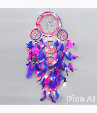DHRUVTAR STORE Pink Feather Dream Catcher - Pack of 1 ( 55 X 20 cms )