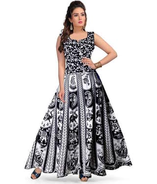 Rangun Women Cotton Ethnic Dress ( Black )