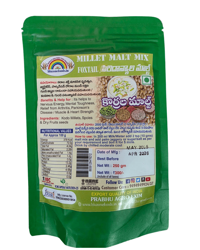 Prabhu Agro Foxtail Millet Malt Mix for Heart Strength