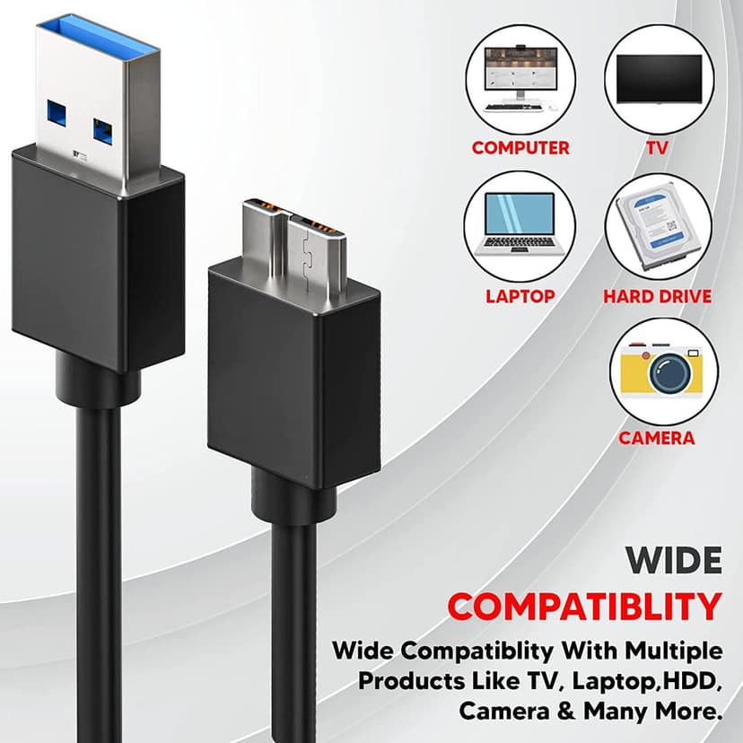 XBLAZE USB 3.0 A TO MICRO B SUPERSPEED FOR HARD DISK CABLE - SHORT DATA CABLE view 2