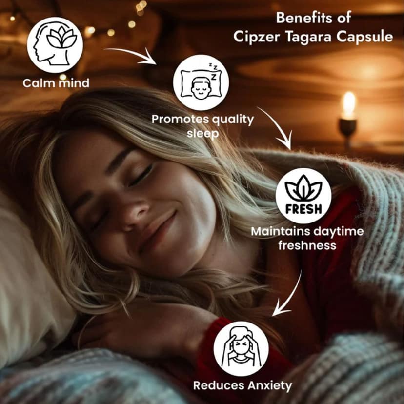 Cipzer Tagara (60 Capsules): Maximize Sleep Quality, Soothe Nerves & Promote Mental Calm view 2