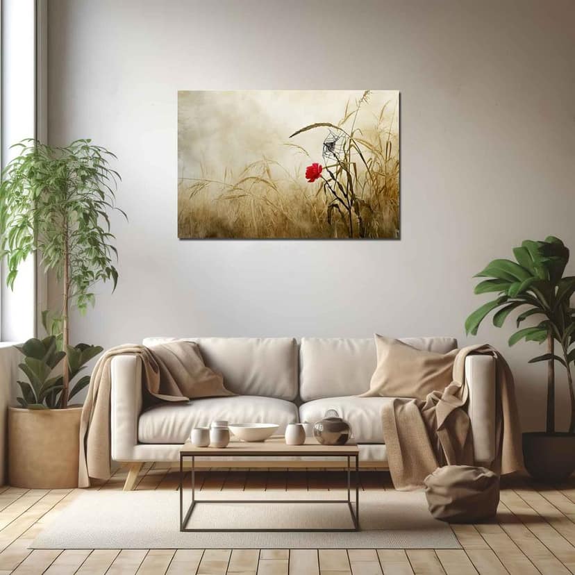 POPPY FLOWERS WALLART 24in X 16in WITH BLACK FRAME